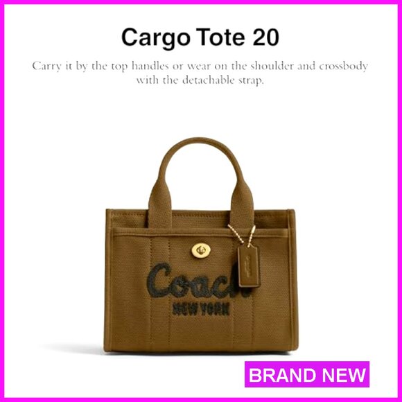 Leather Tote Bag with Turnlock Closure and Detachable Crossbody Strap - Picture 2 of 6